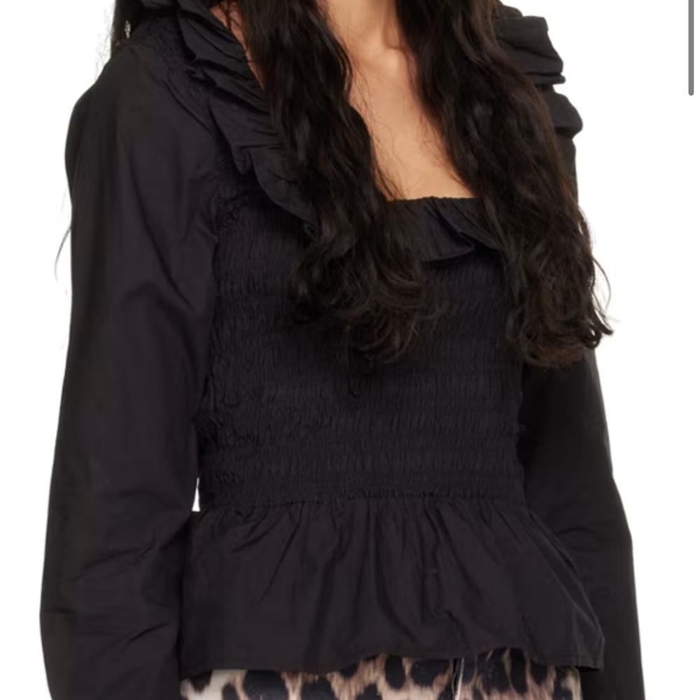 GANNI Black Ruffle Blouse - Picture 3 of 3